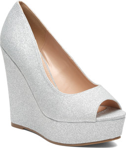 Silver wedges shop closed toe