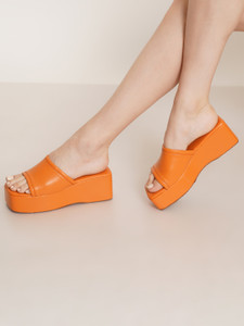 Orange wedge flip flops 2025
