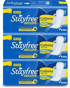 STAYFREE Secure Cottony Soft Regular Sanitary Pad 54 Pads Pack Of