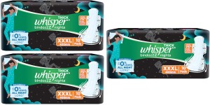 Whisper THICK bindazZZ nights XXXL 400 mm - 10x3 Pcs Sanitary Pad, Buy  Women Hygiene products online in India