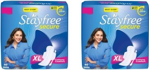 STAYFREE Secure XL-40+40 Pads Cottony Soft Sanitary Pads for Women