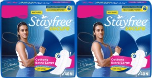 STAYFREE Secure XL Cottony Cover Sanitary Pad(Pack of 80) Combo pack Sanitary Pad