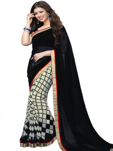 Buy Flip The Style Printed Bollywood Georgette Chiffon Black