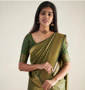 Buy SHARDAFASHION Solid Plain Daily Wear Art Silk Green Sarees Online Best Price In India Flipkart