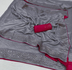 Buy MM VENTURE Printed Bollywood Art Silk Grey Sarees Online