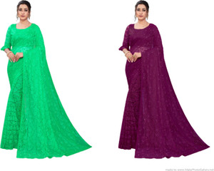 Buy Fashion Field Self Design Bollywood Net Light Green Purple Sarees Online Best Price In India Flipkart