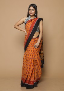 Buy SAYAN CREATION Color Block Bollywood Pure Cotton Multicolor Sarees  Online @ Best Price In India