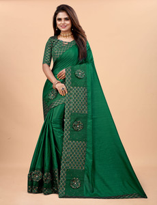 Buy HETU SYNTHETICS Woven Banarasi Art Silk Silk Blend Green Sarees Online Best Price In India Flipkart
