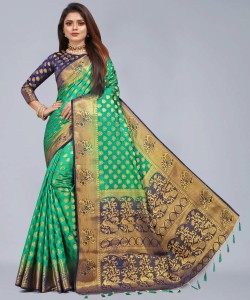 FINE WEAR Self Design Banarasi Cotton Silk Saree