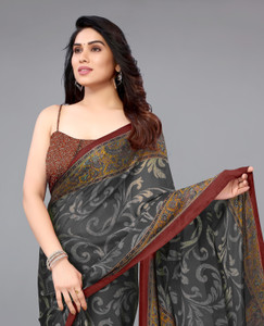 Buy MIRCHI FASHION Printed Kalamkari Chiffon Multicolor Black