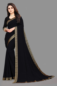 Black saree with golden border flipkart discount