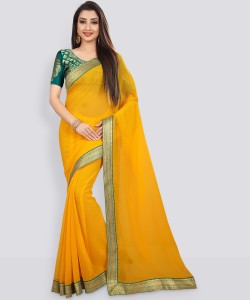 Buy Anand Sarees Embellished Bollywood Chiffon Yellow Sarees