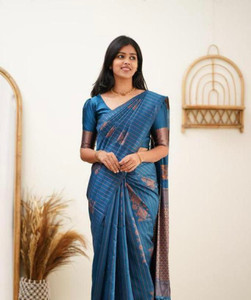 Buy shopzoo trend Woven Banarasi Cotton Silk Light Blue Sarees Online Best Price In India Flipkart