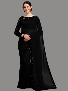 Buy PMD Fashion Embellished Bollywood Georgette Black Sarees Online Best Price In India Flipkart
