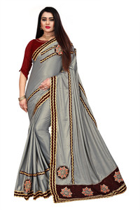 Buy QUEDDY S Embroidered Bollywood Silk Blend Grey Sarees Online Best Price In India Flipkart