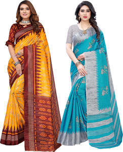 Buy Samah Geometric Print Printed Daily Wear Silk Blend Yellow