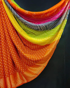 Buy gheesisagar Solid Plain Bandhani Chiffon Blue Sarees Online Best Price In India Flipkart