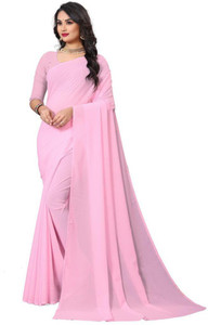 Buy V AMAN FASHION Solid Plain Bollywood Georgette Pink Sarees