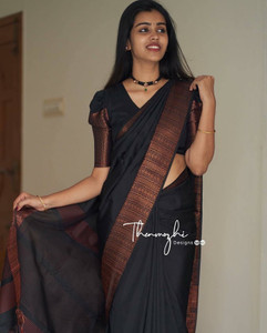 Satin Silk Black Lace Designer Traditional Saree