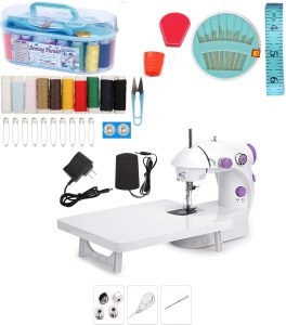 Onshoppy Mini Sewing Machine for Beginners Portable Electric Sewing Machines with Extension Table, with 10 Thread Spools Electric Sewing Machine