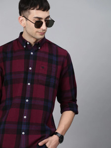 Men Checkered Casual Maroon Shirt