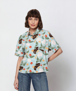 VERO MODA Women Printed Casual Green Shirt