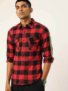 Red and black check shirt flipkart store
