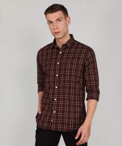 VAN HEUSEN SPORT Men Checkered Casual Brown Shirt