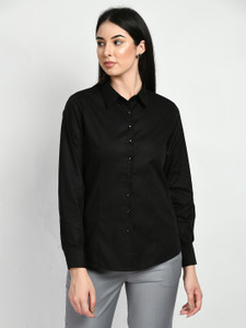 Exude Women Solid Formal Black Shirt Buy Exude Women Solid