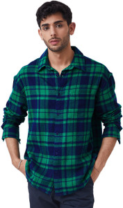 Green blue check shirt hot sale