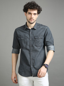 MAGICIAN Men Solid Casual Grey Shirt Buy MAGICIAN Men Solid