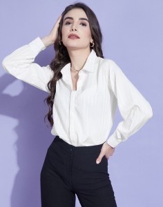 Selvia Women Solid Casual White Shirt