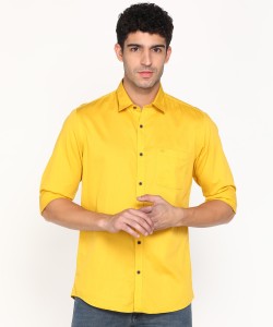 PETER ENGLAND Men Solid Casual Yellow Shirt