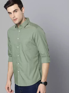 Maha arjun men solid formal green shirt cheap