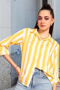 POPWINGS Women Striped Casual Yellow, White Shirt - Buy POPWINGS Women  Striped Casual Yellow, White Shirt Online at Best Prices in India |  Flipkart.com