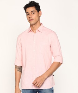 PARX Men Solid Casual Pink Shirt