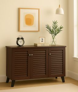 LERIMO 3-Door Engineered Wood Shoe Rack, Shoe Storage Cabinet with Doors Closet Engineered Wood Shoe Rack