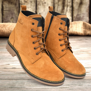 Warnex Zelt High Quality Italian Suede Leather Side Zip Tan Casual