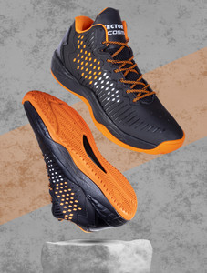 Orange and black basketball shoes shop