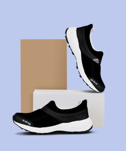 asian Future 04 laceless sports shoes for men Latest Stylish Casual sneakers for men without laces running shoes for boys Slip on black shoes for running walking gym trekking party Running Shoes For M...