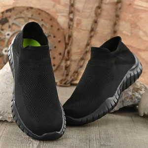 leo shoes Leo Light Weight Breathable Knitted Men Black Socks Slip