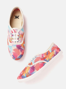 Kook N Keech Kook N Keech Women Orange Blue Printed Sneakers
