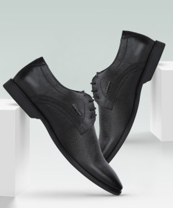 HUSH PUPPIES Hush Puppies Black Leather Shoes For Men Derby