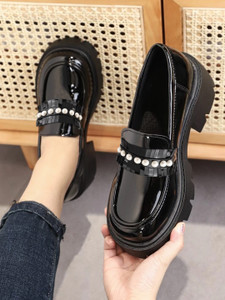 SHOETOPIA Upper Beads Detailed Black Loafers For Girls Loafers For Women Buy SHOETOPIA Upper Beads Detailed Black Loafers For Girls Loafers For Women Online at Best Price Shop Online for