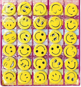 Viha 4 cm Smiley Emoji Colourful Badge - Set of 30 - Birthday, Office and Theme Party