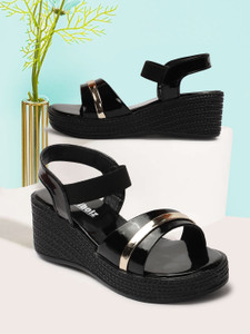 Girls black hotsell wedge sandals