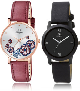 Lito Analogue Round Dial Leather Flower Pattern Unisex Watch for