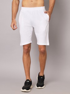 Ap'pulse Solid Men White Casual Shorts - Buy Ap'pulse Solid Men