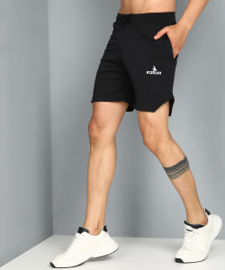 KIZAAR Solid Men Black Regular Shorts Cycling Shorts Running