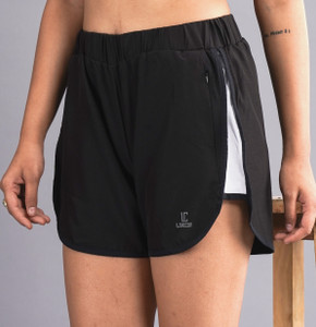 Lykcon Solid Women Black White Sports Shorts Buy Lykcon Solid